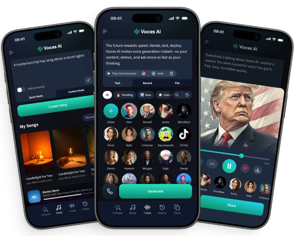 Voices AI app for IOS in use Voices AI app for IOS in use